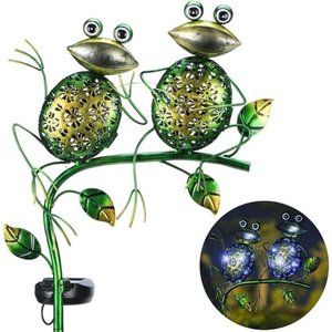 Solar Lights Outdoor, Metal Sitting Frogs Garden Decor, Waterproof Garden Decor
